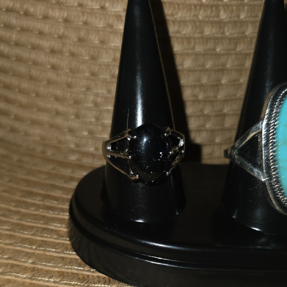 Statement Silver And Turquoise Ring, Starry Night… - image 2